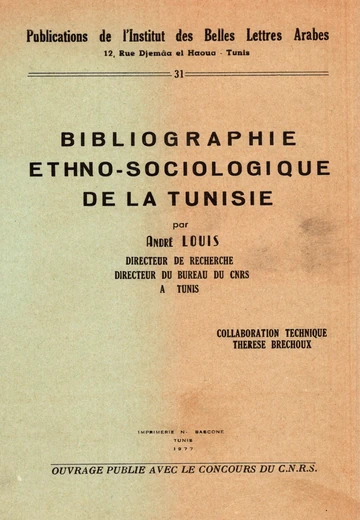 Cover of Bibliographie Ethno-Sociologique de la Tunisie